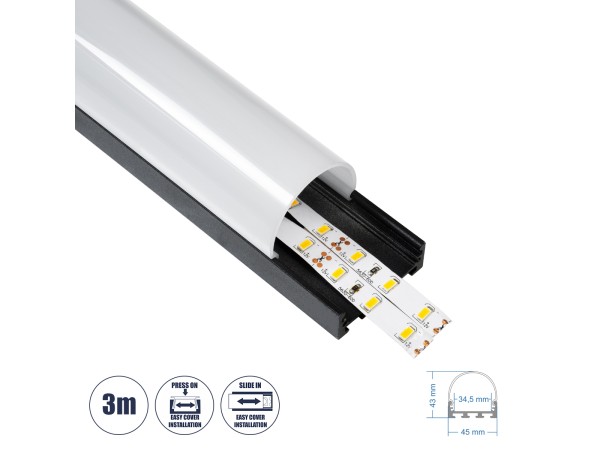GloboStar® SURFACEPENDANT-PROFILE 70872-3M Προφίλ Αλουμινίου - Βάση & Ψύκτρα Ταινίας LED με Λευκό Γαλακτερό Κάλυμμα - Επιφανειακή & Κρεμαστή Χρήση - Πατητό Κάλυμμα - Μαύρο - 3 Μέτρα - Μ300 x Π4.5 x Υ4.2cm GloboStar® SURFACEPENDANT-PROFILE 70872-3M Προφίλ Αλουμινίου - Βάση & Ψύκτρα Ταινίας LED με Λευκό Γαλακτερό Κάλυμμα - Επιφανειακή & Κρεμαστή Χρήση - Πατητό Κάλυμμα - Μαύρο - 3 Μέτρα - Μ300 x Π4.5 x Υ4.2cm