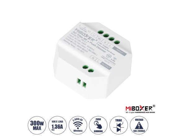 GLOBOSTAR® MiBOXER-TRI-C1 71432 AC Triac RF 2.4Ghz & Push Dimmer με 1 x 1.36A 300W Κανάλι AC 220-240V 1.36A 300W Max IP20 - RF 2.4Ghz & Push Dimming - Μ5 x Π5 x Υ2.3cm - 5 Χρόνια Εγγύηση GLOBOSTAR® MiBOXER-TRI-C1 71432 AC Triac RF 2.4Ghz & Push Dimmer με 1 x 1.36A 300W Κανάλι AC 220-240V 1.36A 300W Max IP20 - RF 2.4Ghz & Push Dimming - Μ5 x Π5 x Υ2.3cm - 5 Χρόνια Εγγύηση