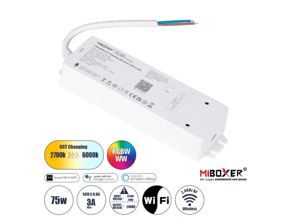 GloboStar® 71441 WL5-P75V24 Mi-BOXER DC Smart Wifi & RF 2.4Ghz Power Supply Τροφοδοτικό SELV & Controller / Dimmer All in One 5 Καναλιών AC100-240V σε DC 24V 5 x 0.6A 14.4W - Max 3A 75W - IP20 RGBW+WW Μ19 x Π5.5 x Υ3.2cm - 5 Years Warranty GloboStar® 71441 WL5-P75V24 Mi-BOXER DC Smart Wifi & RF 2.4Ghz Power Supply Τροφοδοτικό SELV & Controller / Dimmer All in One 5 Καναλιών AC100-240V σε DC 24V 5 x 0.6A 14.4W - Max 3A 75W - IP20 RGBW+WW Μ19 x Π5.5 x Υ3.2cm - 5 Years Warranty
