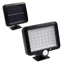 GLOBOSTAR® ZETA 71458 Προβολέας με Ανιχνευτή PIR / Αισθητήρα Κίνησης LED 10W 400lm 120° DC 5V με Φωτοβολταϊκό Panel 5V 1W & Επαναφορτιζόμενη Μπαταρία Li-ion 3.2V 2400mAh Αδιάβροχο IP65 Ψυχρό Λευκό 6000K - Sanan SMD Chip - Μαύρο - Μ15 x Π3.5 x Υ13cm - 2 Χρ