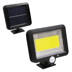 GLOBOSTAR® ZETA 71460 Προβολέας με Ανιχνευτή PIR / Αισθητήρα Κίνησης LED 20W 600lm 120° DC 5V με Φωτοβολταϊκό Panel 5V 1W & Επαναφορτιζόμενη Μπαταρία Li-ion 3.2V 2400mAh Αδιάβροχο IP65 Ψυχρό Λευκό 6000K - Sanan COB Chip - Μαύρο - Μ15 x Π3.5 x Υ13cm - 2 Χρ