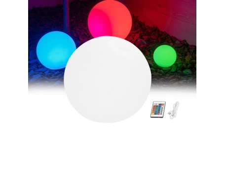 GLOBOSTAR® GARDENGLOW 71473 Μοντέρνο Φωτιστικό Κήπου Μπάλα με IR Ασύρματο Χειριστήριο LED 3W 240lm 360° DC 5V με USB-C με Επαναφορτιζόμενη Μπαταρία Li-ion 3.7V 2x18650 1400mAh Αδιάβροχο IP54 Πολύχρωμο RGBW Dimmable - Sanan SMD Chip - Γαλακτερό Λευκό - Μ15