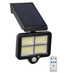 GLOBOSTAR® ORVION 71483 Προβολέας με IR Ασύρματο Χειριστήριο LED 20W 1000lm 120° DC 5V με Φωτοβολταϊκό Panel 5V 1W & Επαναφορτιζόμενη Μπαταρία Li-ion 3.2V 2400mAh Αδιάβροχο IP65 Ψυχρό Λευκό 6000K Dimmable - Sanan SMD Chip - Μαύρο - Μ12.5 x Π3.5 x Υ10cm - 