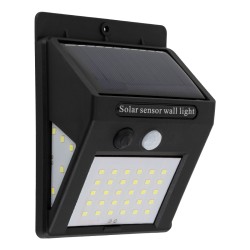 GLOBOSTAR® VELION 71501 Προβολέας με Ανιχνευτή PIR / Αισθητήρα Κίνησης LED 8W 400lm 180° DC 5V με Φωτοβολταϊκό Panel 5V 0.3W & Επαναφορτιζόμενη Μπαταρία Li-ion 3.2V 1200mAh Αδιάβροχο IP65 Ψυχρό Λευκό 6000K - Sanan SMD Chip - Μαύρο - Μ9.6 x Π4.8 x Υ12.4cm 