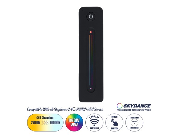 GloboStar® 71545 R10 SKYDANCE Ασύρματο Χειριστήριο Αφής RF 2.4Ghz 1 Group για όλα τα RGBW+WW+CCT SKYDANCE Controller DC 3V 1 x CR2032 - IP20 Μαύρο Μ12.2 x Π5.3 x Υ1.7cm - 5 Years Warranty GloboStar® 71545 R10 SKYDANCE Ασύρματο Χειριστήριο Αφής RF 2.4Ghz 1 Group για όλα τα RGBW+WW+CCT SKYDANCE Controller DC 3V 1 x CR2032 - IP20 Μαύρο Μ12.2 x Π5.3 x Υ1.7cm - 5 Years Warranty