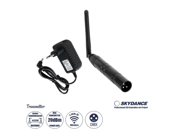 GLOBOSTAR® SKYDANCE-DM-WT 71577 DMX512 Ασύρματος Πομπός RF 2.4Ghz ISM GFSK 20dBm 400m Αρσενικό XLR3 DC 5V IP20 - Μ1.9 x Π1.9 x Υ22cm - 5 Χρόνια Εγγύηση GLOBOSTAR® SKYDANCE-DM-WT 71577 DMX512 Ασύρματος Πομπός RF 2.4Ghz ISM GFSK 20dBm 400m Αρσενικό XLR3 DC 5V IP20 - Μ1.9 x Π1.9 x Υ22cm - 5 Χρόνια Εγγύηση