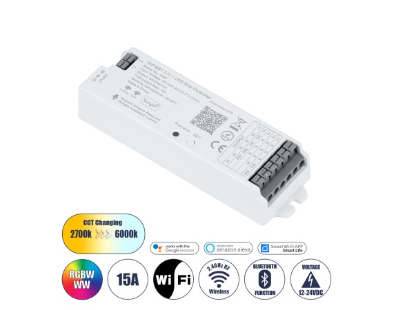 GLOBOSTAR® TUYA-WB5 73008 DC WiFi & Bluetooth Master Dimmer / Controller Υψηλής Ταχύτητας με 5 x 6A 72W Κανάλια DC 12-24V 15A 360W Max IP20 - WiFi & Bluetooth - Μ12.2 x Π3.8 x Υ2.2cm - 5 Χρόνια Εγγύηση GLOBOSTAR® TUYA-WB5 73008 DC WiFi & Bluetooth Master Dimmer / Controller Υψηλής Ταχύτητας με 5 x 6A 72W Κανάλια DC 12-24V 15A 360W Max IP20 - WiFi & Bluetooth - Μ12.2 x Π3.8 x Υ2.2cm - 5 Χρόνια Εγγύηση