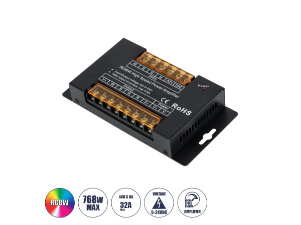 GLOBOSTAR® RGBWAMPLIFIER 73394 DC Ενισχυτής Ισχύος & Σήματος Υψηλής Ταχύτητας με 4 x 8A 192W Κανάλια DC 5-24V 32A 720W Max IP20 - Μ14.5 x Π7.5 x Υ2.5cm - 3 Χρόνια Εγγύηση GLOBOSTAR® RGBWAMPLIFIER 73394 DC Ενισχυτής Ισχύος & Σήματος Υψηλής Ταχύτητας με 4 x 8A 192W Κανάλια DC 5-24V 32A 720W Max IP20 - Μ14.5 x Π7.5 x Υ2.5cm - 3 Χρόνια Εγγύηση
