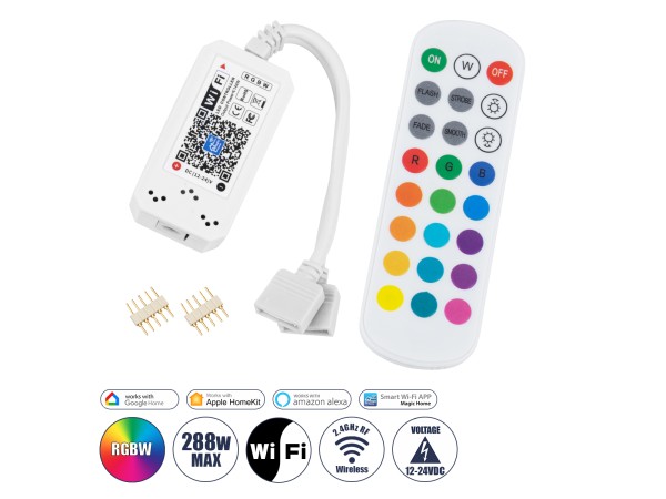 GloboStar® 73404 Ασύρματος Smart Home Wi-Fi LED RGBW Controller με 2 Εξόδους RGBW και Χειριστήριο 2.4Ghz RF DC 12V Max 144W - DC 24V Max 288W GloboStar® 73404 Ασύρματος Smart Home Wi-Fi LED RGBW Controller με 2 Εξόδους RGBW και Χειριστήριο 2.4Ghz RF DC 12V Max 144W - DC 24V Max 288W