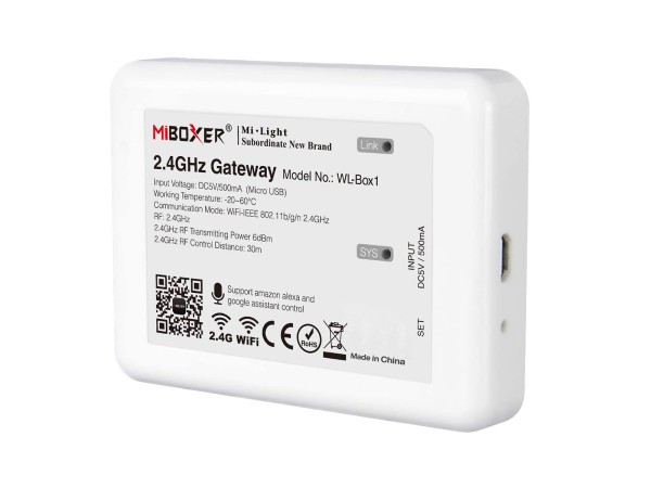 GloboStar® 73423 WL-Box1 Mi-BOXER Smart Bridge Gateway RF 2.4GHz to WiFi IEEE 802.11b/g/n DC 5V 500mA - IP20 - Μ9 x Π6.6 x Υ15cm - 5 Years Warranty GloboStar® 73423 WL-Box1 Mi-BOXER Smart Bridge Gateway RF 2.4GHz to WiFi IEEE 802.11b/g/n DC 5V 500mA - IP20 - Μ9 x Π6.6 x Υ15cm - 5 Years Warranty