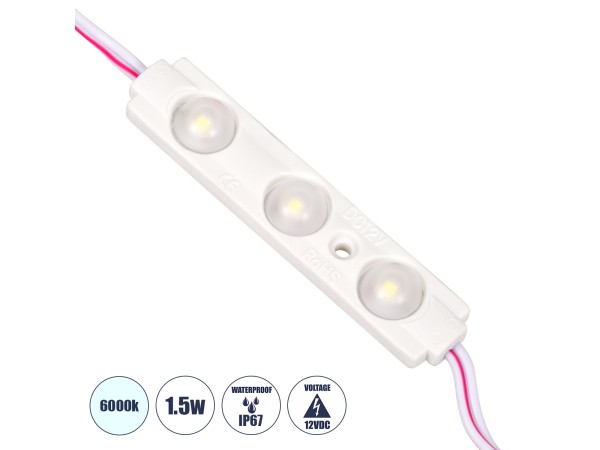 GLOBOSTAR® MODULOMI 73707 Module LED 1.5W 180lm 120° DC 12V Αδιάβροχο IP65 3 x SMD5730 Chip Ψυχρό Λευκό 6000K Dimmable - Μ6.9 x Π1.3 x Υ0.8cm - Πακέτο 20 Τεμαχίων - 3 Χρόνια Εγγύηση GLOBOSTAR® MODULOMI 73707 Module LED 1.5W 180lm 120° DC 12V Αδιάβροχο IP65 3 x SMD5730 Chip Ψυχρό Λευκό 6000K Dimmable - Μ6.9 x Π1.3 x Υ0.8cm - Πακέτο 20 Τεμαχίων - 3 Χρόνια Εγγύηση