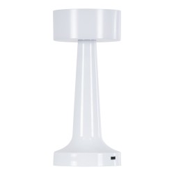GloboStar® NANNA 76471 Επαναφορτιζόμενο Επιτραπέζιο Φωτιστικό Πορτατίφ LED 1.5W 105lm 120° DC 5V IP44 CCT Ultra Θερμό 1500K - Φυσικό Λευκό 4500K - Ψυχρό Λευκό 6000K Dimmable Λευκό Πλαστικό - Μ9 x Π9 x Υ21cm - 2 Χρόνια Εγγύηση