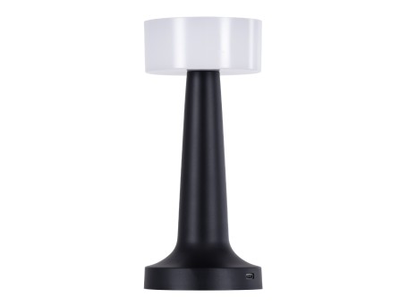 GloboStar® NANNA 76472 Επαναφορτιζόμενο Επιτραπέζιο Φωτιστικό Πορτατίφ LED 1.5W 105lm 120° DC 5V IP44 CCT Ultra Θερμό 1500K - Φυσικό Λευκό 4500K - Ψυχρό Λευκό 6000K Dimmable Μαύρο & Λευκό Πλαστικό - Μ9 x Π9 x Υ21cm - 2 Χρόνια Εγγύηση