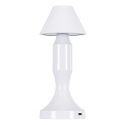 GloboStar® LUNNA 76476 Επαναφορτιζόμενο Επιτραπέζιο Φωτιστικό Πορτατίφ LED 1.5W 105lm 120° DC 5V IP44 CCT Ultra Θερμό 1500K - Φυσικό Λευκό 4500K - Ψυχρό Λευκό 6000K Dimmable Λευκό Πλαστικό - Μ9 x Π9 x Υ23cm- 2 Χρόνια Εγγύηση