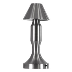 GloboStar® LUNNA 76478 Επαναφορτιζόμενο Επιτραπέζιο Φωτιστικό Πορτατίφ LED 1.5W 105lm 120° DC 5V IP44 CCT Ultra Θερμό 1500K - Φυσικό Λευκό 4500K - Ψυχρό Λευκό 6000K Dimmable Ασημί Πλαστικό - Μ9 x Π9 x Υ23cm - 2 Χρόνια Εγγύηση