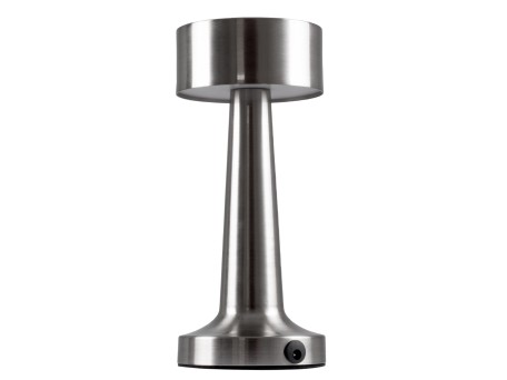 GloboStar® BELLA 76504 Επαναφορτιζόμενο Επιτραπέζιο Φωτιστικό Πορτατίφ LED 1.5W 105lm 120° DC 5V IP44 Θερμό Λευκό 2700K Dimmable Ασημί Αλουμίνιο - Μ9 x Π9 x Υ21cm - 2 Xρόνια Εγγύηση