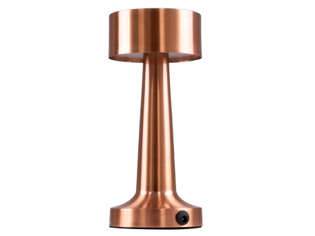 GloboStar® BELLA 76505 Επαναφορτιζόμενο Επιτραπέζιο Φωτιστικό Πορτατίφ LED 1.5W 105lm 120° DC 5V IP44 Θερμό Λευκό 2700K Dimmable Χάλκινο Αλουμίνιο - Μ9 x Π9 x Υ21cm - 2 Xρόνια Εγγύηση