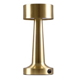 GloboStar® BELLA 76506 Επαναφορτιζόμενο Επιτραπέζιο Φωτιστικό Πορτατίφ LED 1.5W 105lm 120° DC 5V IP44 Θερμό Λευκό 2700K Dimmable Χρυσό Αλουμίνιο - Μ9 x Π9 x Υ21cm - 2 Xρόνια Εγγύηση