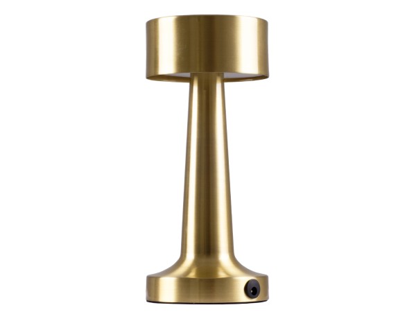 GloboStar® BELLA 76506 Επαναφορτιζόμενο Επιτραπέζιο Φωτιστικό Πορτατίφ LED 1.5W 105lm 120° DC 5V IP44 Θερμό Λευκό 2700K Dimmable Χρυσό Αλουμίνιο - Μ9 x Π9 x Υ21cm - 2 Xρόνια Εγγύηση