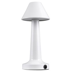GloboStar® MOLLY 76514 Επαναφορτιζόμενο Επιτραπέζιο Φωτιστικό Πορτατίφ LED 1.5W 105lm 120° DC 5V IP44 Θερμό Λευκό 2700K Dimmable Λευκό Αλουμίνιο - Μ10 x Π10 x Υ23cm - 2 Xρόνια Εγγύηση