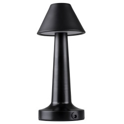 GloboStar® MOLLY 76515 Επαναφορτιζόμενο Επιτραπέζιο Φωτιστικό Πορτατίφ LED 1.5W 105lm 120° DC 5V IP44 Θερμό Λευκό 2700K Dimmable Μαύρο Αλουμίνιο - Μ10 x Π10 x Υ23cm - 2 Xρόνια Εγγύηση
