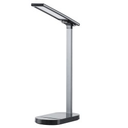 GLOBOSTAR® ONO 76530 Μοντέρνο Επιτραπέζιο Φωτιστικό Γραφείου με Ασύρματη Φόρτιση 10W 2A LED 5W 500lm 180° DC 5V με USB IP20 Ρυθμιζόμενο Λευκό CCT με Αφή 2700K/4500K/6000K Dimmable - Sanan SMD Chip - Μαύρο - Μ25 x Π10.5 x Υ35.5cm - 2 Χρόνια Εγγύηση