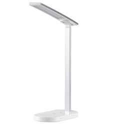 GLOBOSTAR® ONO 76531 Μοντέρνο Επιτραπέζιο Φωτιστικό Γραφείου με Ασύρματη Φόρτιση 10W 2A LED 5W 500lm 180° DC 5V με USB IP20 Ρυθμιζόμενο Λευκό CCT με Αφή 2700K/4500K/6000K Dimmable - Sanan SMD Chip - Λευκό - Μ25 x Π10.5 x Υ35.5cm - 2 Χρόνια Εγγύηση