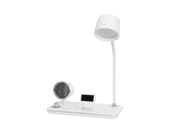 GLOBOSTAR® OLDY 76557 Μοντέρνο Επιτραπέζιο Φωτιστικό Γραφείου με Ασύρματη Φόρτιση 15W 3A, 5W Bluetooth Ηχείο & Ψηφιακό Ρολόι LED 3W 300lm 120° DC 5V με USB-C IP20 Ρυθμιζόμενο Λευκό CCT με Αφή 2700K/4500K/6000K Dimmable - Sanan SMD Chip - Λευκό - Μ13 x Π25 GLOBOSTAR® OLDY 76557 Μοντέρνο Επιτραπέζιο Φωτιστικό Γραφείου με Ασύρματη Φόρτιση 15W 3A, 5W Bluetooth Ηχείο & Ψηφιακό Ρολόι LED 3W 300lm 120° DC 5V με USB-C IP20 Ρυθμιζόμενο Λευκό CCT με Αφή 2700K/4500K/6000K Dimmable - Sanan SMD Chip - Λευκό - Μ13 x Π25