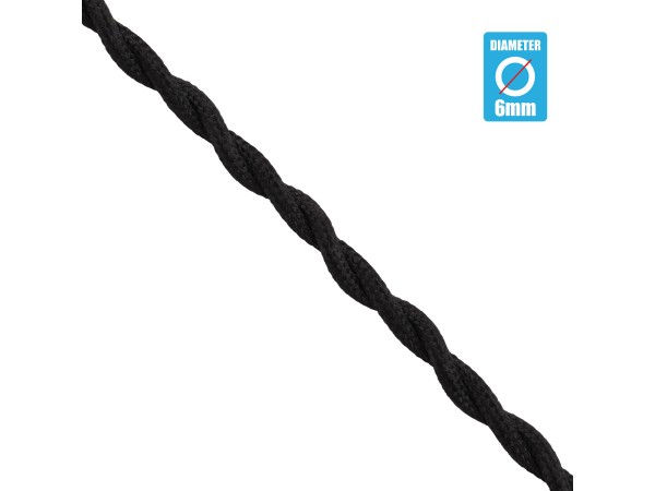GloboStar® 77620 Πλεκτό Υφασμάτινο Καλώδιο 1m 2 x 0.75mm² Μαύρο GloboStar® 77620 Πλεκτό Υφασμάτινο Καλώδιο 1m 2 x 0.75mm² Μαύρο