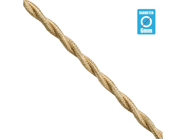 GLOBOSTAR® DECOCABLE 77624 Υφασμάτινο Στριφτό  Καλώδιο 2 x 0.75mm² IP20 - Μπεζ - Μ100 x Π0.6 x Υ0.6cm