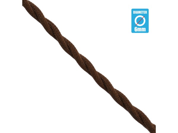 GLOBOSTAR® DECOCABLE 77626 Υφασμάτινο Στριφτό  Καλώδιο 2 x 0.75mm² IP20 - Καφέ - Μ100 x Π0.6 x Υ0.6cm
