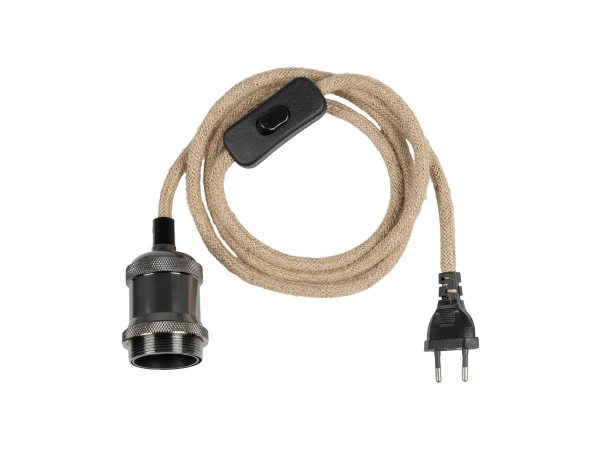 GLOBOSTAR® WHIP 77663 Μοντέρνο DIY Φωτιστικό με Υφασμάτινο Καλώδιο, Ντουί 1 x E27, Διακόπτη On/Off & Πρίζα AC 220-240V IP20 - Μπεζ & Μαύρο Νίκελ - Μ150 x Π4 x Υ4cm GLOBOSTAR® WHIP 77663 Μοντέρνο DIY Φωτιστικό με Υφασμάτινο Καλώδιο, Ντουί 1 x E27, Διακόπτη On/Off & Πρίζα AC 220-240V IP20 - Μπεζ & Μαύρο Νίκελ - Μ150 x Π4 x Υ4cm