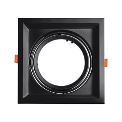 GLOBOSTAR® VITA 77853 Χωνευτή Κινούμενη Βάση για Σποτ AR111 για Ντουί GU10/GU5.3 IP20 - Μαύρο Ματ - Μ18 x Π18 x Υ4.5cm / Q17.5 x 17.5cm