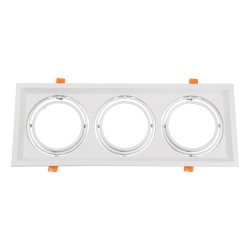 GLOBOSTAR® VITA 77856 Χωνευτή Κινούμενη Βάση για 3 x Σποτ AR111 για Ντουί GU10/GU5.3 IP20 - Λευκό - Μ48.7 x Π18 x Υ5.5cm / Q47.5 x 17cm