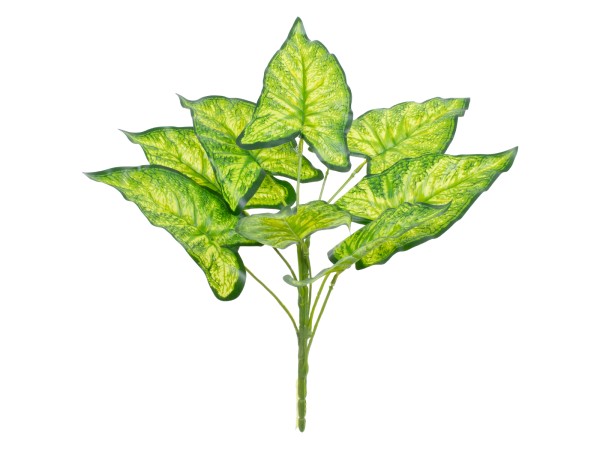 GloboStar® ELEPHANT EARS 78273 Τεχνητό Φυτό Κολοκάσια - Μπουκέτο Διακοσμητικών Φυτών - Κλαδιών με Φύλλωμα Πράσινο - Κίτρινο Υ40cm