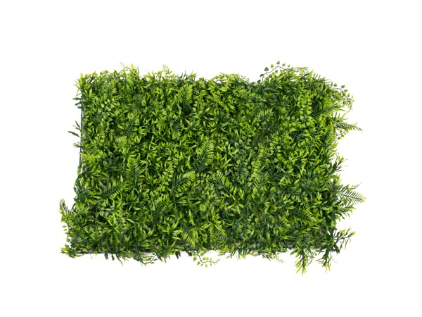 GLOBOSTAR® FERN 78405 Τεχνητό Πάνελ Φυλλωσιάς / Κάθετος Κήπος Νάνος Φτέρη, Νάνος Κισσός & Δανάη - Πράσινο - Μ60 x Π40 x Υ8cm