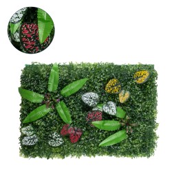 GloboStar® 78429 Artificial - Συνθετικό Τεχνητό Διακοσμητικό Πάνελ Φυλλωσιάς - Κάθετος Κήπος Πυξάρι - Φτέρη - Πόλκα - Λευκό - Κίτρινο - Κόκκινο - Μωβ Μ60 x Υ40 x Π7cm
