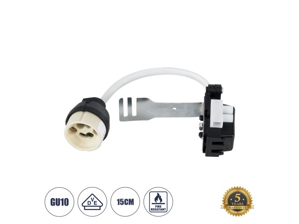 GLOBOSTAR® LAMPHOLDER 78950 Ντουί Gu10 Πορσελάνης με 15cm Καλώδιο σε Anti-Fire Protection High Resistance Tube & Κυτίο Συνδεσμολογίας - ᐊVDEᐅ Certified - IP20 - Μ15 x Π3.5 x Υ3.5cm GLOBOSTAR® LAMPHOLDER 78950 Ντουί Gu10 Πορσελάνης με 15cm Καλώδιο σε Anti-Fire Protection High Resistance Tube & Κυτίο Συνδεσμολογίας - ᐊVDEᐅ Certified - IP20 - Μ15 x Π3.5 x Υ3.5cm
