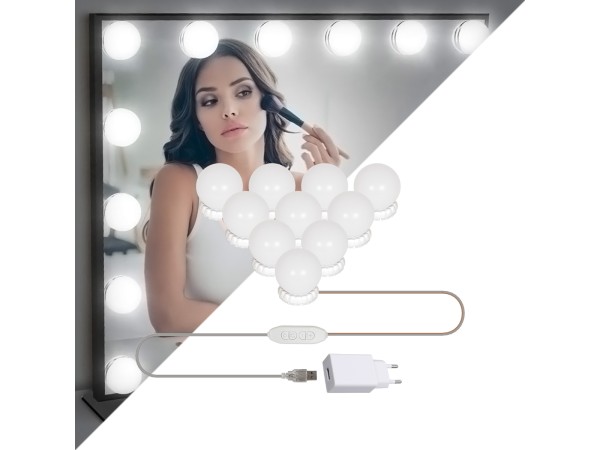 GLOBOSTAR® MIRRORPEARLS 79047 Μοντέρνο Φωτιστικό Γιρλάντα Καθρέπτη Μακιγιάζ με USB 5.0 LED 8W 800lm 260° DC 5V Αδιάβροχο IP54 Ρυθμιζόμενο Λευκό CCT με Ενσωματωμένο Χειριστήριο από 2700K έως 6000K Dimmable - Sanan SMD Chip - Λευκό - Μ200 x Π4.5 x Υ4.9cm - GLOBOSTAR® MIRRORPEARLS 79047 Μοντέρνο Φωτιστικό Γιρλάντα Καθρέπτη Μακιγιάζ με USB 5.0 LED 8W 800lm 260° DC 5V Αδιάβροχο IP54 Ρυθμιζόμενο Λευκό CCT με Ενσωματωμένο Χειριστήριο από 2700K έως 6000K Dimmable - Sanan SMD Chip - Λευκό - Μ200 x Π4.5 x Υ4.9cm -