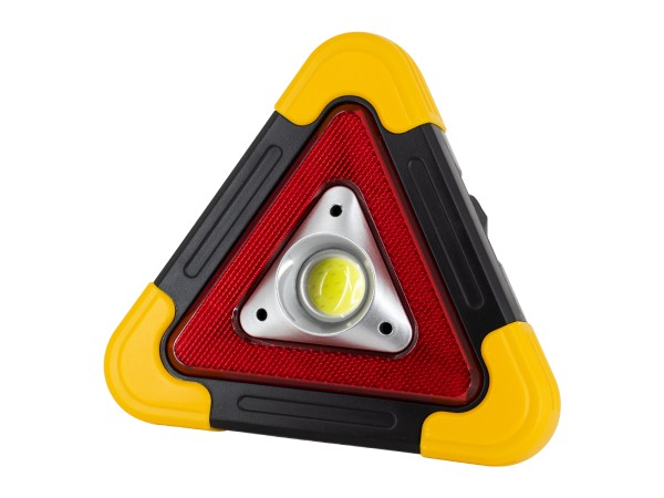 GloboStar® 79080 Φορητό Επαναφορτιζόμενο Τρίγωνο Ασφαλείας - Προβολέας Εργασίας LED COB 15W 1500lm με Ενσωματωμένη Μπαταρία 1200mAh & Φωτοβολταϊκό Πάνελ - 5 Light Modes & Power Bank με Καλώδιο Φόρτισης USB Αδιάβροχο IP54 Ψυχρό Λευκό 6000K