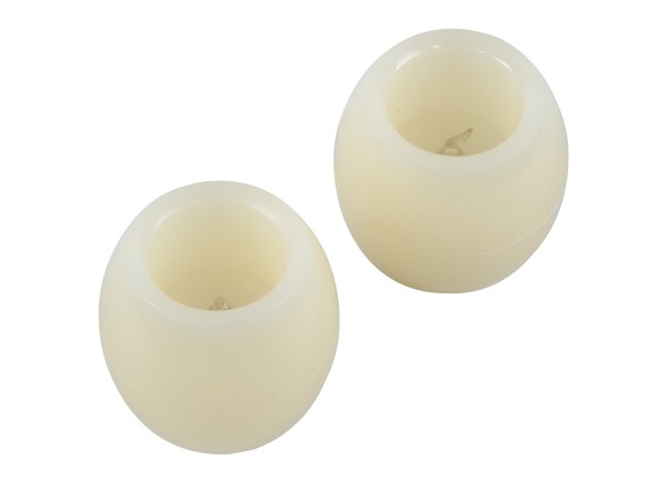 GloboStar® CANDLE 79549 ΣΕΤ 2 x Διακοσμητικά Realistic Κεράκια με LED Εφέ Κινούμενης Φλόγας - Μπαταρίας 2 x CR2032 Θερμό Λευκό 2700K Μπεζ D6 x H5cm