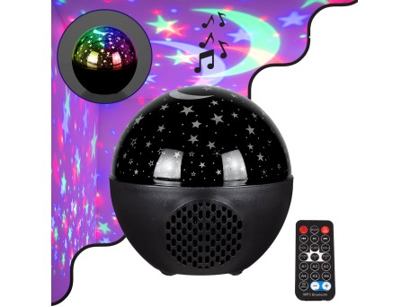 GloboStar® 79599 Επιτραπέζιο Διακοσμητικό Φωτιστικό Ειδικών Εφε NIGHT SKY STARS LED 10W DC 5V 2200mAh Επαναφορτιζόμενο με Bluetooth Speaker - Sound Activated - Καλώδιο Τροφοδοσίας USB και Ασύρματο Χειριστήριο RF 2.4Ghz Πολύχρωμo RGB Dimmable