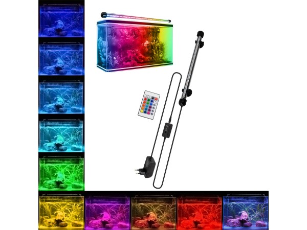GloboStar® 79671 Φωτιστικό Ενυδρείου 28cm LED 5.8W 180° AC 230V Αδιάβροχο IP68 με Ασύρματο Χειριστήριο IR Πολύχρωμο RGB