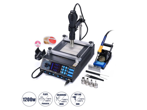 GloboStar® 79973 Ψηφιακός Σταθμός Συγκόλλησης 3in1 με Ψηφιακή Οθόνη - Κολλητήρι - Πιστόλι Θερμού Αέρα Hot Air Soldering Welding Gun - Φούρνος Πλακετών Solder Preheat Welding Oven PCB και PID Προγραμματιζόμενο Σύστημα Ελέγχου Θερμοκρασίας - 1200W
