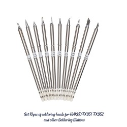 GLOBOSTAR® DRILLPRO-T12 79977 Σετ 10 Κεφαλών για Σταθμό Συγκόλλησης/Κολλητήρι Συμβατές με Μοντέλα HAKKO FX951 & FX952 - Μ15.5 x Π15.5 x Υ2cm - Πακέτο 10 Τεμαχίων