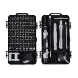 GLOBOSTAR® ELEKIT 79996 Ολοκληρωμένο Mini DIY ΚΙΤ με 115 Μικροεργαλεία σε 1 Βαλιτσάκι για Επισκευές Κινητών Τηλεφώνων, Laptop, Οπτικών & κλπ Μικροεπισκευών - Μαύρο & Λευκό - Μ15.5 x Π10 x Υ5cm