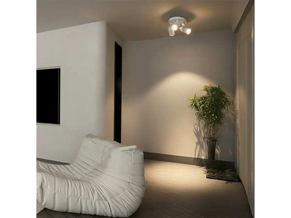 kelvo® SPOTA KLV-101-0145 Κινούμενο Φωτιστικό Σποτ Οροφής για 3 Λάμπες MR16 με Ντουί GU10 AC 220-240V IP20 - Λευκό Ματ - Μ19 x Π19 x Υ14cm