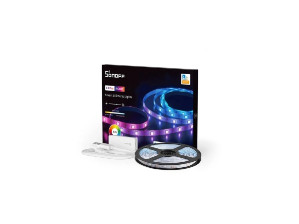 GloboStar® 80099 SONOFF L3-5M-PRO RGBIC Digital IC RGB Smart LED Strip Light WiFi 2.4GHz 90 SMD/M 5050 5m Roll & Power Adapter DC 5V Max 10W GloboStar® 80099 SONOFF L3-5M-PRO RGBIC Digital IC RGB Smart LED Strip Light WiFi 2.4GHz 90 SMD/M 5050 5m Roll & Power Adapter DC 5V Max 10W
