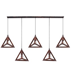 GLOBOSTAR® TRIANGLE 00609 Μοντέρνο Κρεμαστό Φωτιστικό Οροφής με Ντουί 5 x E27 AC 220-240V IP20 - Χάλκινο - Μ170 x Π22 x Y130cm