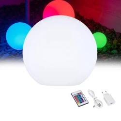 GloboStar® GARDENGLOW  85825 Μοντέρνο Φωτιστικό Κήπου Μπάλα LED Globe 10W Φ40 Επαναφορτιζόμενο Μπαταρίας με Καλώδιο USB - Φορτιστή και Ασύρματο Χειριστήριο IR Αδιάβροχο IP65 Πολύχρωμο RGBW